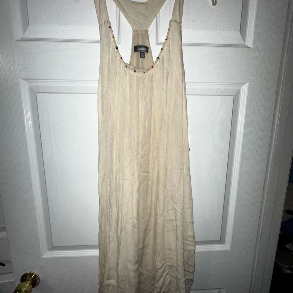 Neiman Marcus Cream Dress with Colorful Beads